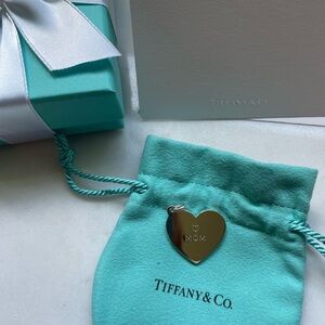 Tiffany & Co. Silver Heart Charm with 'MOM'